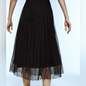 Zara Long Tulle Black Patterned Skirt
